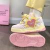 Korean New Fashion Sneakers Aesthetic Heart Shaped Platform Shoes Women Breathable Thick Heel Sneaker Y2k Trend Harajuku Shoes