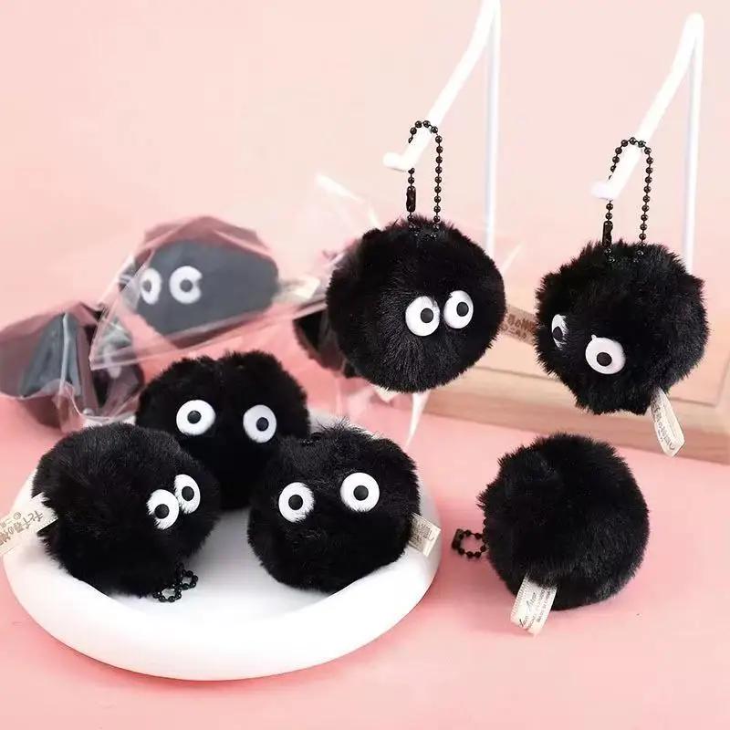 5/10PCS Pet Play Coal Ball Figurines Keychains Accessories Cute Plush Black Coal Ball Cartoon Bag Pendants