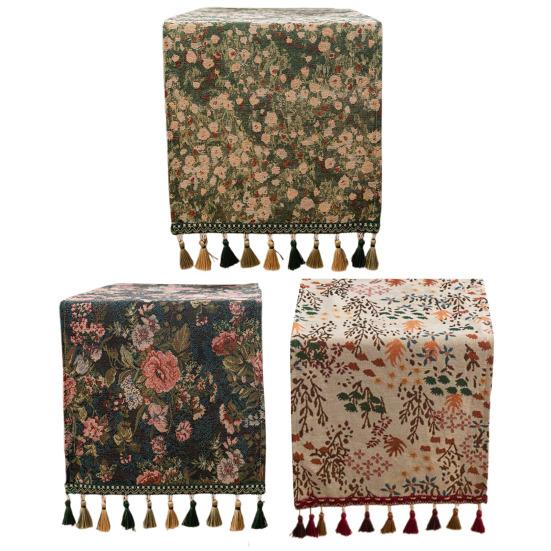 Рождественская зеленая жаккардовая дорожка на стол с кисточкой, декоративная праздничная настольная дорожка