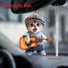 Charming Acrylic Flat 2D Guitar Cat Car Mirror Ornament - Home and Vehicle Decoration School Bag Pendant