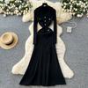Autumn Winter Women V-neck Full Sleeve Knitted Sweater Party Long Maxi Mermaid Dresses