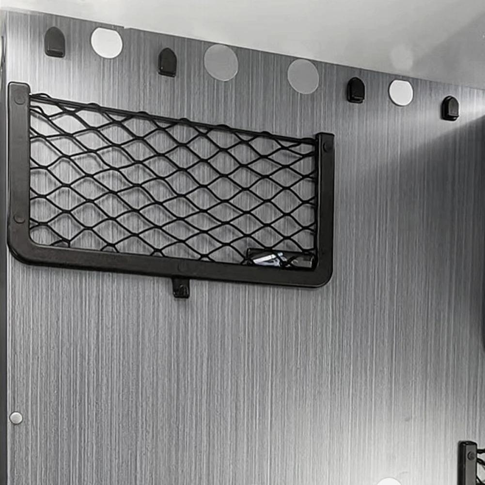 Car Storage Net Stretchable Mesh, Framed Car Mesh Organizer, Elastic Sticker Universal Rear Mesh, for Bus Camper SUV Vehicle RV