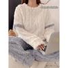 Winter Warm and Comfortable Fleece Pajama Set, Cute Casual Women's Home Wear