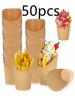 200/50pcs French Fry Cups Christmas Party Kraft Paper Slanted French Fries Cup Take-out Boxes Snack Containers Baking Cups