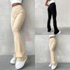 Women's Solid Color Tight High Waist Flared Trousers Elastic Casual Pants