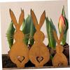 3pcs Easter Rustic Iron Rabbit Garden Stake Decorative Metal Animal Stake for Yard