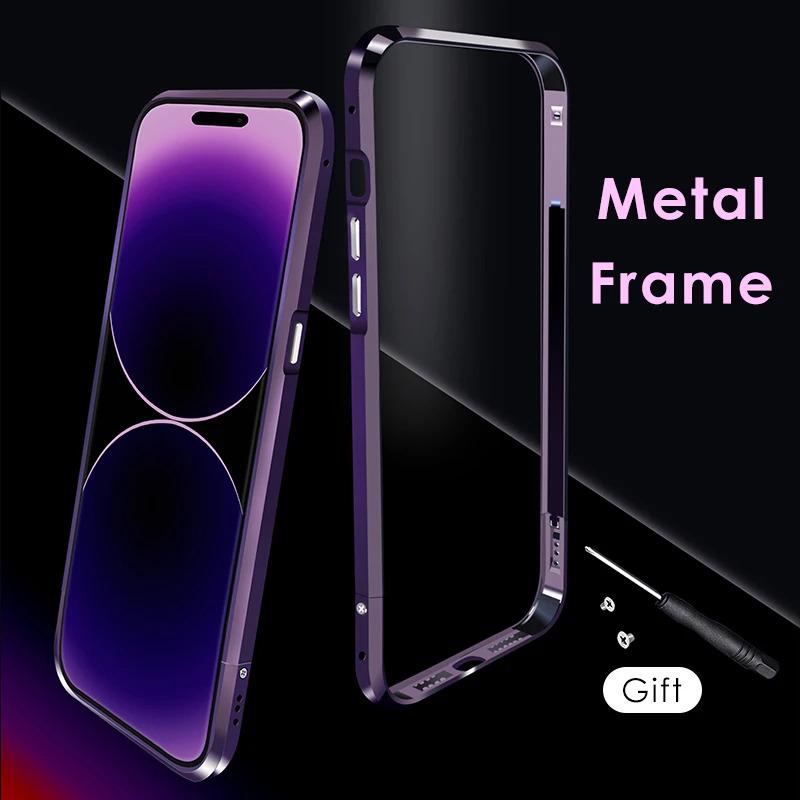 Cases For iPhone 14 13 12 11 Pro Max Metal Frame Aluminum Bumper Case For Iphone XS XR Shell Protective Phone Accessories