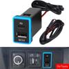 12-24V Dual USB Car Charger Socket PD Type C/QC 3.0 Fast Charger Power Adapter for Toyota