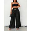 Women's Fashion Casual Solid Color Print High Waist Trousers Pants & Capris