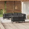 Day and Night - Day and Night Garden Furniture 7 Pieces and Cushions Black Solid Pine Wood