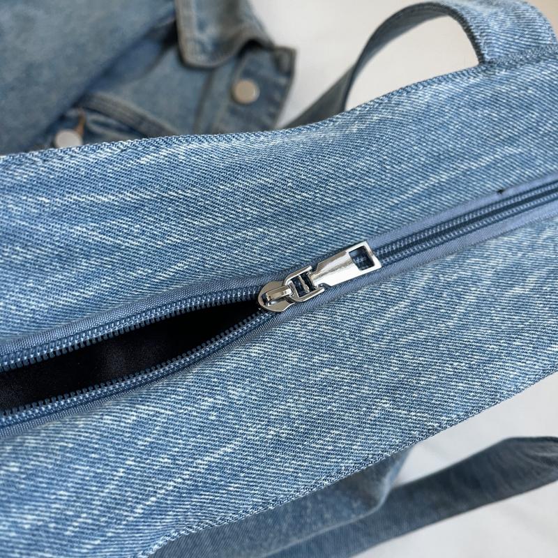 Commuter Large Capacity Denim Tote Bag Women Underarm Bag Work Shoulder Bag