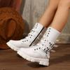 Women's Shoes New Cross-tied Women's Boots Fashion Modern Boots Women High Quality Belt Buckle Mid-Calf Ankle Boots