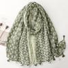 Spring and Summer Cotton and Linen Scarf with Celebrity Style Geometric Style Tassel Scarf Warm Shawl