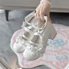 New Spring Thick Heel Mary Jane Small Leather Shoes 2025lolita Sweet Bow Princess Style High-end Single Shoes