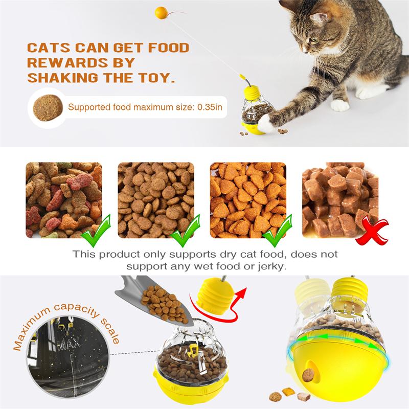 Cat Toy Flashing Ball Transparent Bulb Shape Tumbler Toy Turntable Bucency Teaser Ball Kitten Training Function Pet Supplies