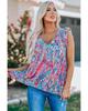 Patterned Flounce V-Neck Tank Top