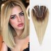 HAIRCUBE 100% Remy Human Hair Toppers for Women Middle Part Blonde Golden Human Hair Pieces for Thinning Hair Silk Base Clip In Toppers