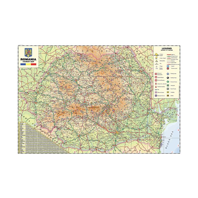 Wall Map,Romanian Map Series Background Cloth Map of Romania Home Wall Decor Painting,Geographical Tools,Tourism/education Tools