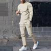 Casual And Comfortable Spring And Autumn Men'S Solid Color Casual T-Shirt Long Sleeved Shirt Long Pants Set Sportswear Hoodie Two-Piece Set