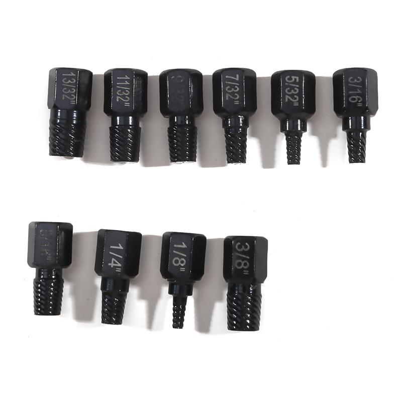 10Pcs Screw and Bolt Extractor Drill Bit Set Steel Multi-Spline Damaged Screw Extractor Broken Bolt Stud Remover Tools