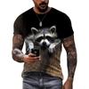 New 3D Cute Funny Raccoon Graphic T Shirts Summer Fashion Men Casual Round Neck Tees 3D Animal Pattern Printed Short Sleeve Tops