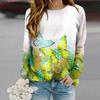 Tops For Women Silver Thread Butterfly Print Round Neck Long Sleeve T-shirt Fall Casual Slim Pullover Women's Long Sleeve Top