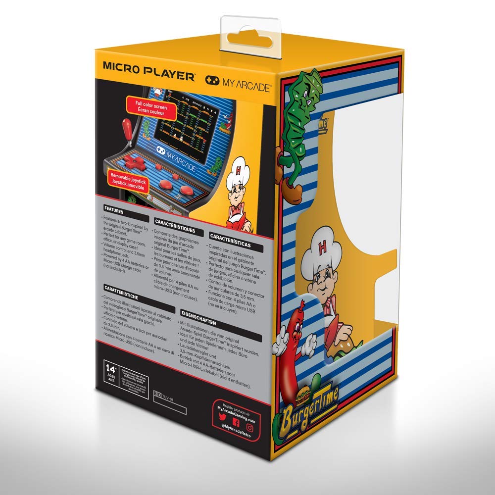 DreamGEAR MyArcade Retro BURGERTIME Yellow Black 6.75" Mini-Game, & (DGUNL-3203)
