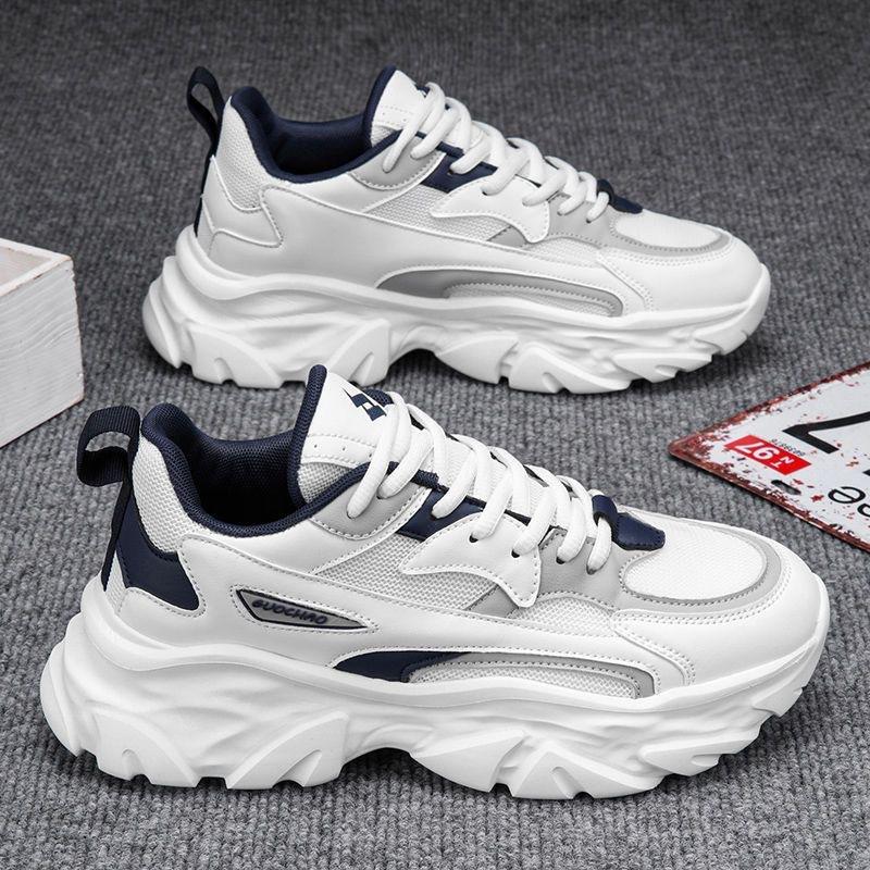 Men Sneakers 2024 New Autumn Breathable Mesh Korean Version Trendy Thick Sole Comfort Lace Up Sports Shoes Zapatillas De Hombre