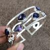 Amethyst Gemstone Handmade 925 Sterling Silver Cuff Bangle Adjustable KKG-206