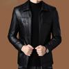 Men's Leather Coat Plus Velvet Thin Coat Autumn and Winter Lapel Motorcycle Jacket Men's Genuine Leather Casual Sheepskin Jacket