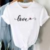(Asian Size) Women Love Trend Style Cute 90s Print Lady Short Sleeve Tee Top Clothing Casual Fashion Tshirt Female Graphic T-shirt