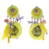 [R6126] - Silver Yellow 'Lilipoupettes' Designer Clips - 70x35 Mm