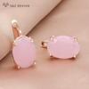 Fashion Oval Rose Gold Color Egg Shape Glass Crystal Drop Earrings For Women Wedding Elegant Jewelry Cubic Zirconia Eardrop