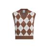 Originals Plaid Print V-Neck Pullover Sports Vest Women Tops Brown White IX7815