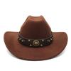 Western Cowboy Hat Men'S And Women'S Curled Edge Jazz Hat Ethnic Woolen Top Hat