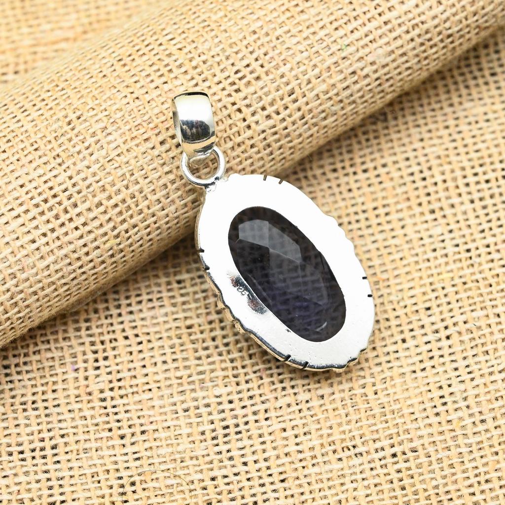 Ravishing Iolite Gemstone Handmade 925 Sterling Silver Jewelry Pendant For Her
