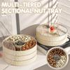 Round Divided 3 Compartment Serving Tray Rack with Lid Multipurpose Storage Box For Fruit Box Containing Household Nut Snack Box