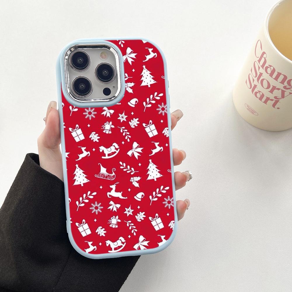 N111 Merry Christmas Art Happy New Year Soft Phone Cases for Samsung S24 S23 A15 A12 A35 A54 Infinix Hot 40i Plating Frame Camera Protector Back Cover
