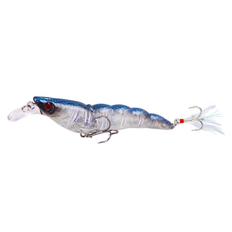 Set of 20 Full Attack Sinking Shrimp Lures, 13.6g/9.5cm, with Blood Groove and Feather Hook.
