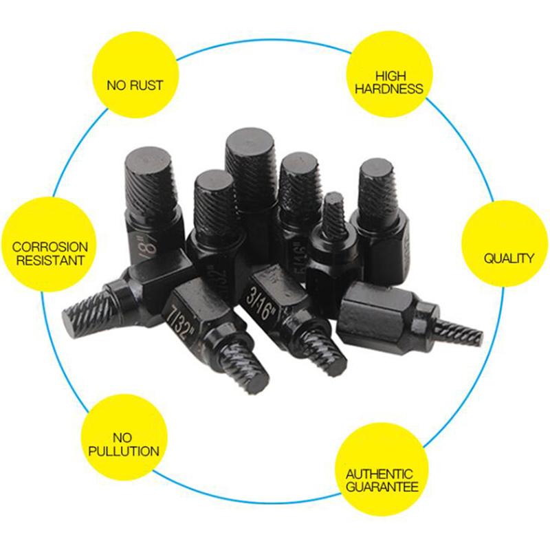 10Pcs Screw and Bolt Extractor Drill Bit Set Steel Multi-Spline Damaged Screw Extractor Broken Bolt Stud Remover Tools