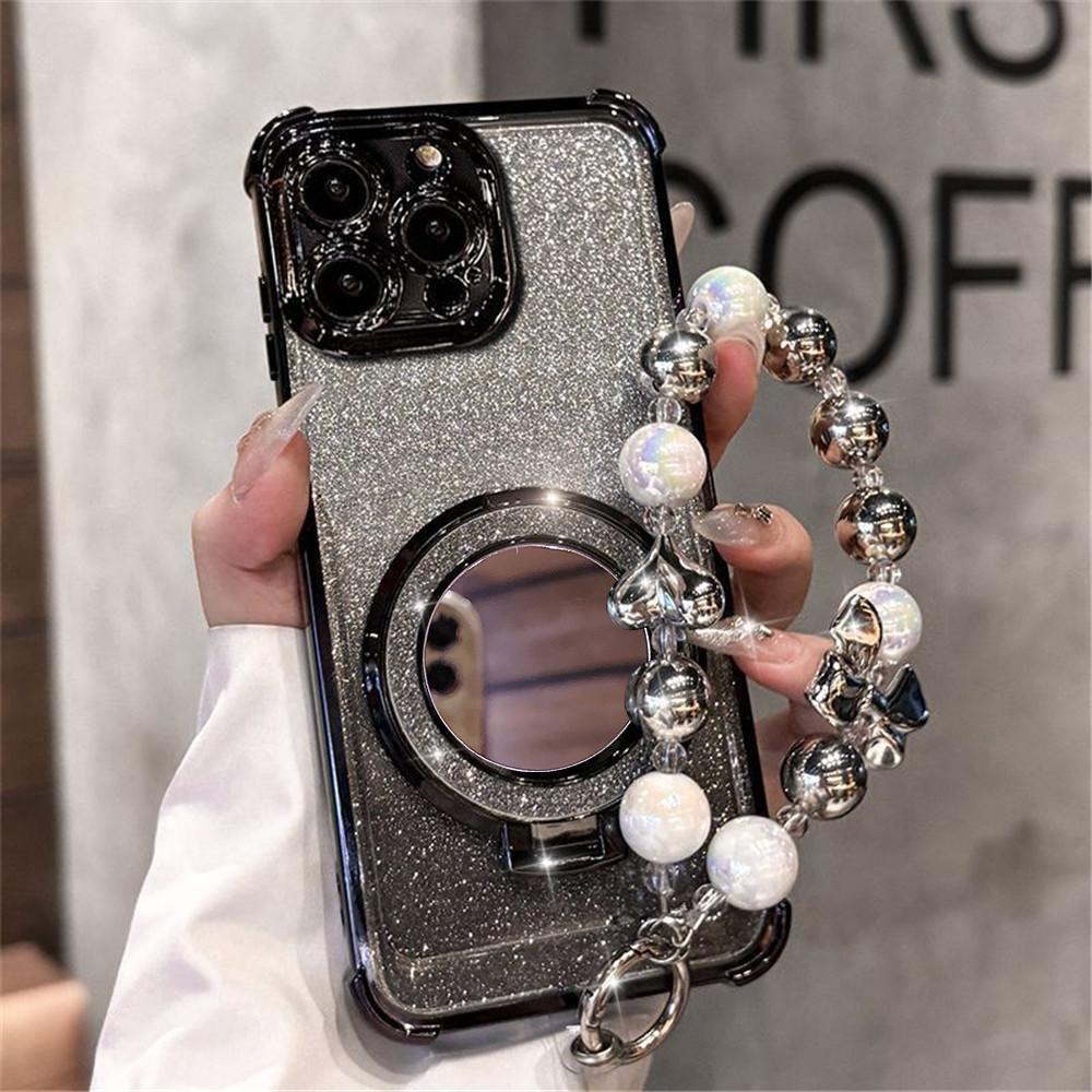 Luxury Bracelet Glitter Shockproof Phone Case For Xiaomi POCO X7 14T Pro Redmi Note 14 Pro Plus 14C 4G 5G Mirror Stand Soft Case