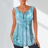 Women's Fashion V Neck Shirts Casual Tops T-shirt Ladies 3D Beautiful Flower Print Vest Plus Size Sleeveless Blouse Tank Tops