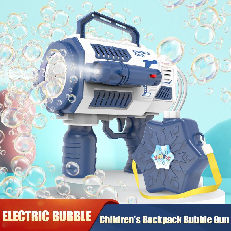Electric Bubble Gun With Large Capacity Flashing Automatic Blower With Light Music Bubbles Maker For Kid Backpack Bubble Gun