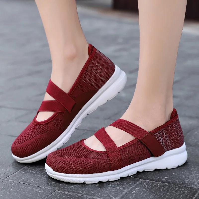 Fashion New Women Flats 2025 Summer Ladies Fashion Mesh Breathable Flat Shoes Women Soft Sneakers Women Casual Shoes