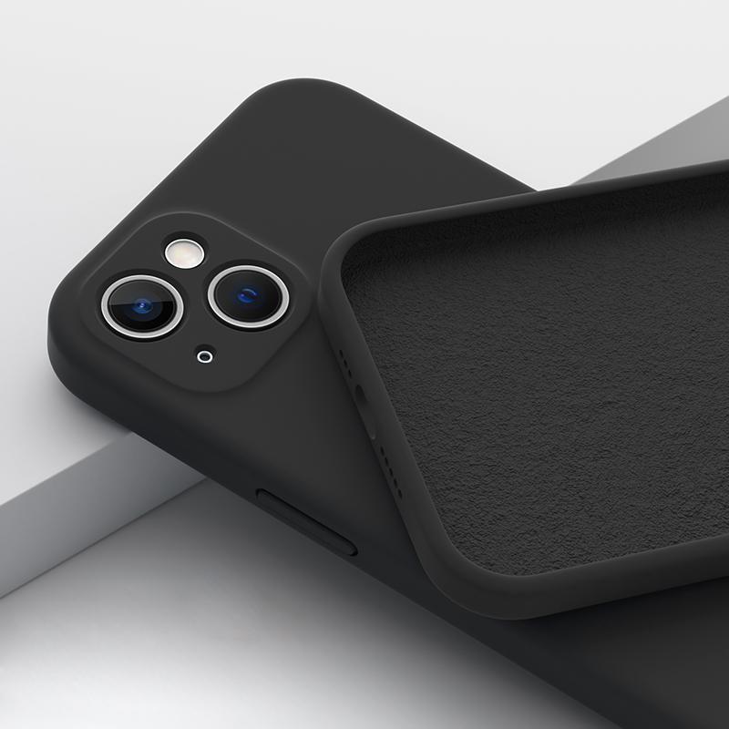 Color Dark Purple Square Liquid Silicone Phone Case For iPhone 15 14 13 12 Pro Max Mini 14 Plus Full X XS MAX 6 6S 7 8 SE 2022 Protection Cover