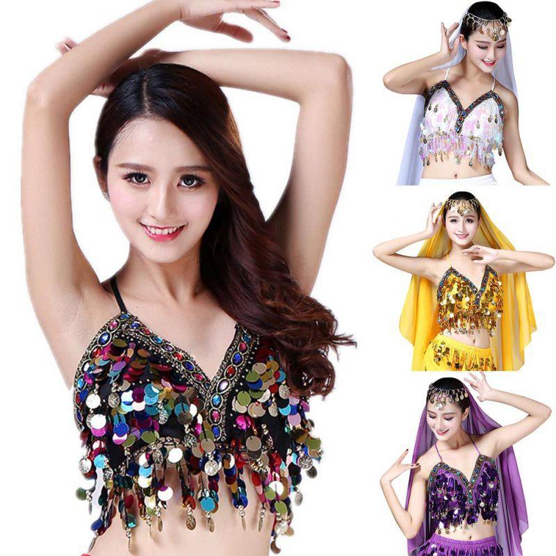 Belly Dance Bras Sequined Beaded Tops Dancing Costume Fringe Costume