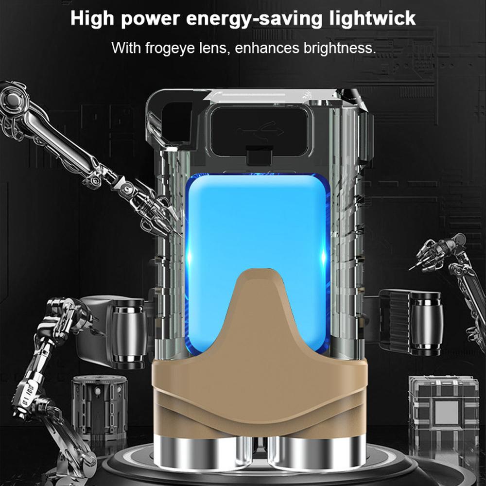 Compact Size Dual-Light Flashlight USB Rechargeable High Brightness Keychain Light Portable Outdoor
