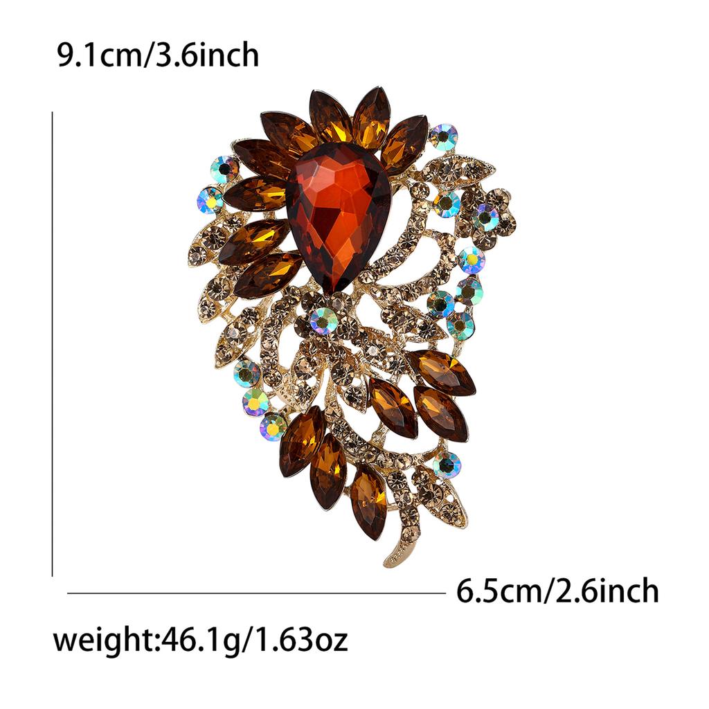 Alloy Large Crystal Glass Brooch High-End Versatile Women'S Suit Coat Corsage Jewelry Pin