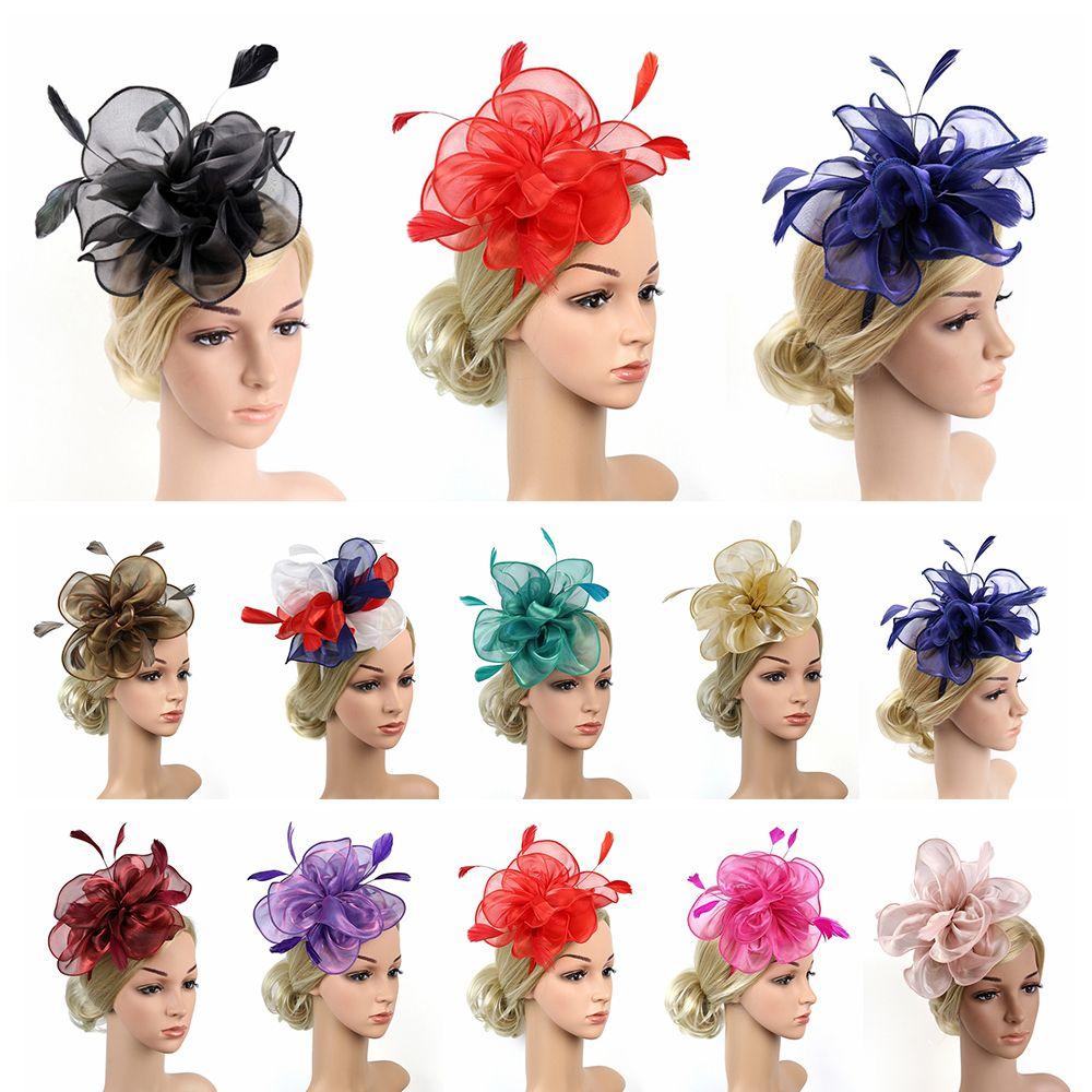 Hat Royal Ascot Race Wedding Fascinator Hats Headwear Cocktail Tea Party Feather Flower Headband