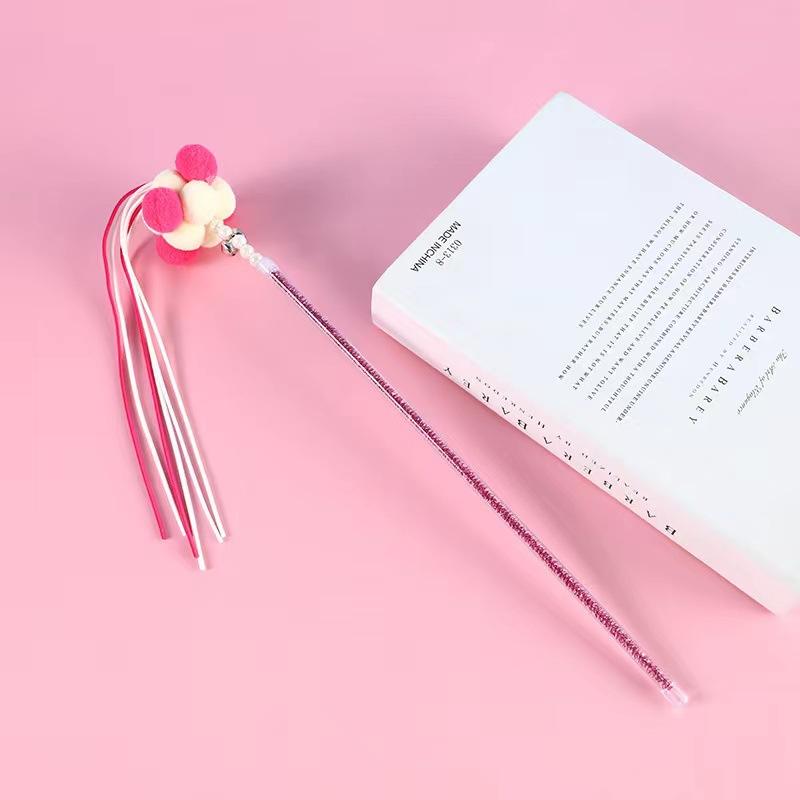 Cute Pet Cat Toys Fairy Funny Cat Stick Feather Ribbon Bite-resistant Funny Cat Stick with Bell Toy Cat Toy Cat Dancer Wand